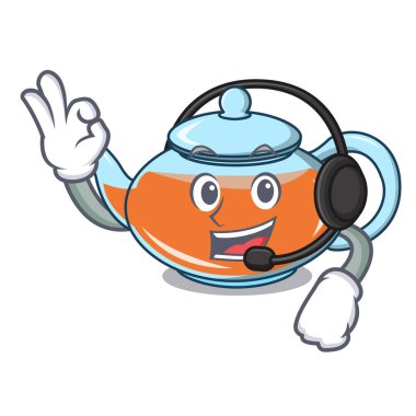 Kulaklık şeffaf çaydanlık karakter karikatür ile