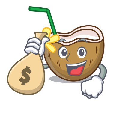 Para çantası kokteyl Hindistan cevizi karakter karikatür ile