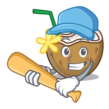 İskambil beyzbol kokteyl Hindistan cevizi karakter karikatür