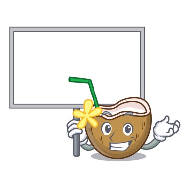 Yönetim Kurulu kokteyl Hindistan cevizi karakter karikatür getirmek