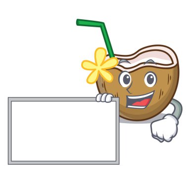 Yönetim Kurulu kokteyl Hindistan cevizi karakter karikatür ile