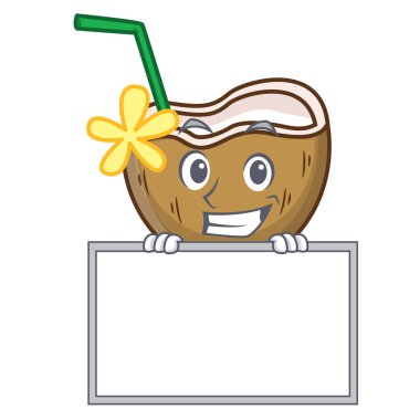 Yönetim Kurulu kokteyl Hindistan cevizi karakter karikatür ile sırıtarak