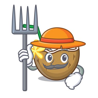 Çiftçi kokteyl Hindistan cevizi karakter karikatür