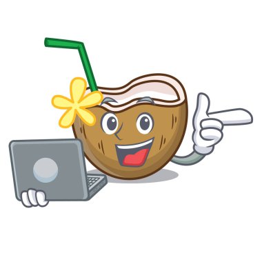 Dizüstü kokteyl Hindistan cevizi karakter karikatür ile