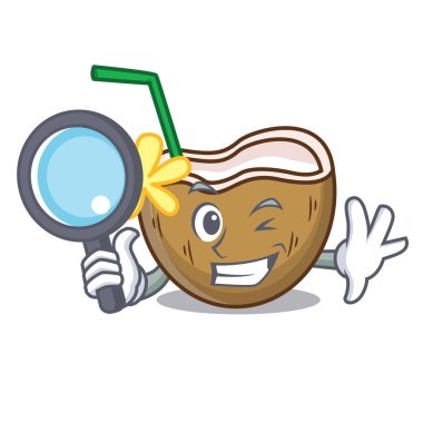 Dedektif kokteyl Hindistan cevizi karakter karikatür