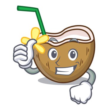 Kokteyl Hindistan cevizi karakter karikatür yaşasın