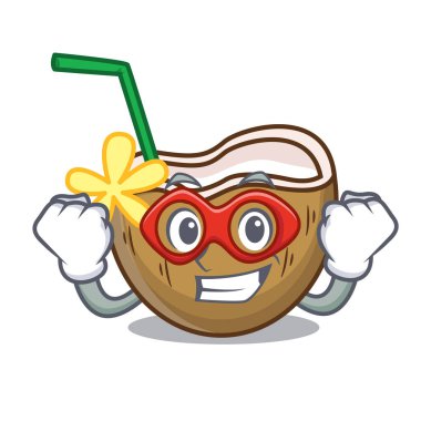Süper kahraman kokteyl Hindistan cevizi karakter karikatür