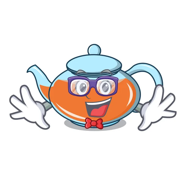 Geek transparent teapot character cartoon — Stock Vector