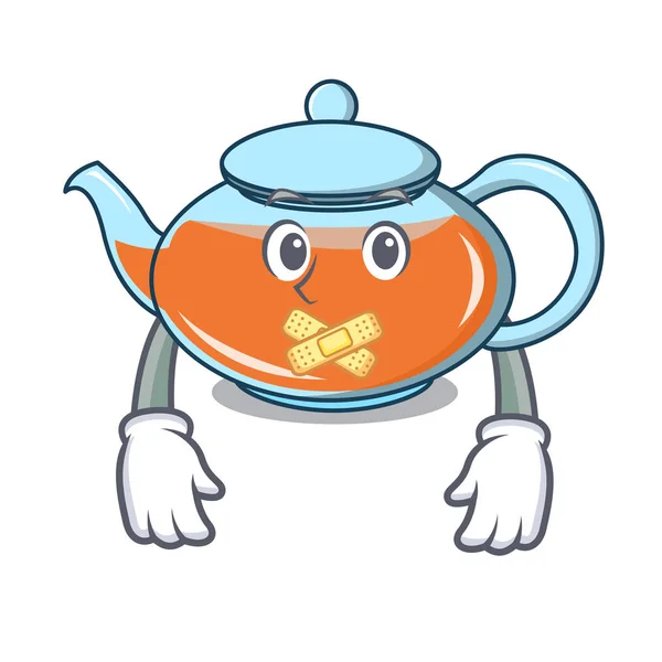 Silent transparent teapot character cartoon — Stock Vector