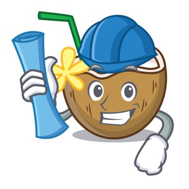 Mimar kokteyl Hindistan cevizi karakter karikatür