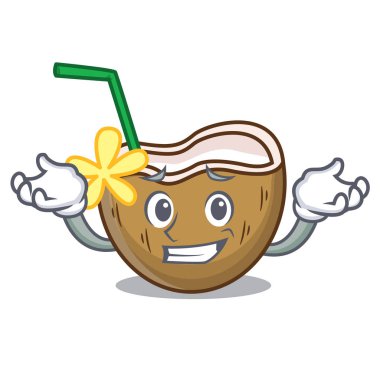 Kokteyl Hindistan cevizi karakter karikatür sırıtarak