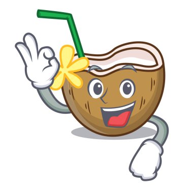 Kokteyl Hindistan cevizi karakter karikatür Tamam