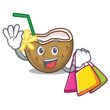 Kokteyl Hindistan cevizi karakter karikatür alışveriş