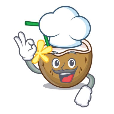 Şef kokteyl Hindistan cevizi karakter karikatür