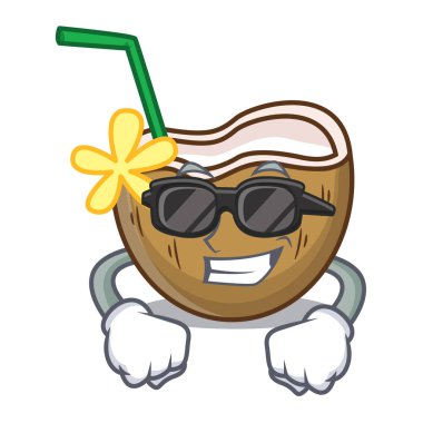 Süper serin kokteyl Hindistan cevizi karakter karikatür