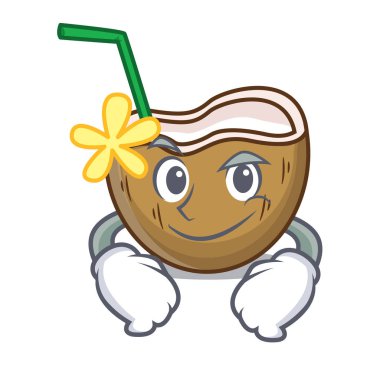 Smirking kokteyl Hindistan cevizi karakter karikatür