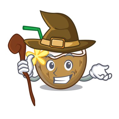 Cadı kokteyl Hindistan cevizi maskot çizgi film