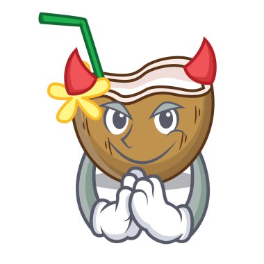 Şeytan kokteyl Hindistan cevizi maskot çizgi film