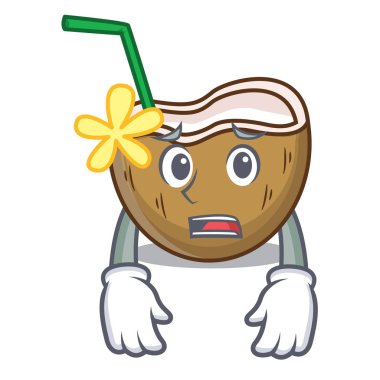 Korkarım kokteyl Hindistan cevizi maskot çizgi film