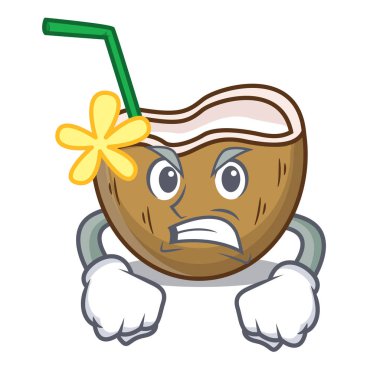 Kızgın kokteyl Hindistan cevizi maskot çizgi film