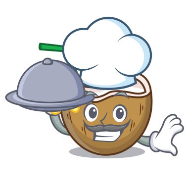 Şef yemek kokteyl Hindistan cevizi maskot karikatür ile