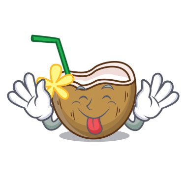 Kokteyl Hindistan cevizi maskot karikatür dil