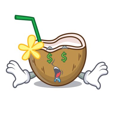 Para göz kokteyl Hindistan cevizi maskot karikatür vektör çizim
