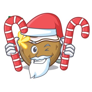 Santa şeker kokteyl Hindistan cevizi maskot karikatür ile