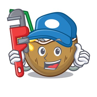 Tesisatçı kokteyl Hindistan cevizi maskot çizgi film