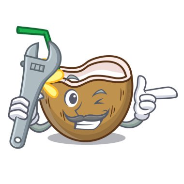 Mekanik kokteyl Hindistan cevizi maskot çizgi film