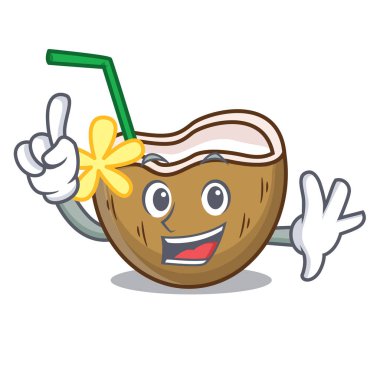 Parmak kokteyl Hindistan cevizi maskot çizgi film