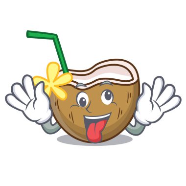 Çılgın kokteyl Hindistan cevizi maskot çizgi film