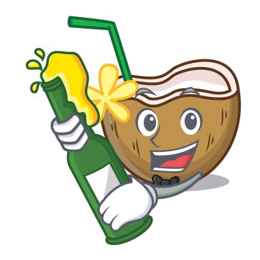 Bira kokteyl Hindistan cevizi maskot karikatür ile