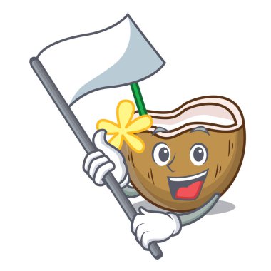 Bayrak kokteyl Hindistan cevizi maskot karikatür ile