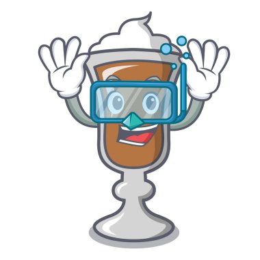 Dalış İrlanda kahvesi karakter karikatür vektör çizim