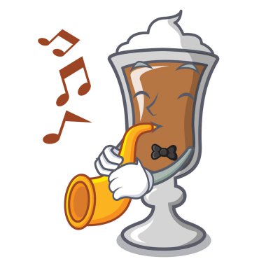 Trompet İrlanda kahvesi maskot karikatür ile