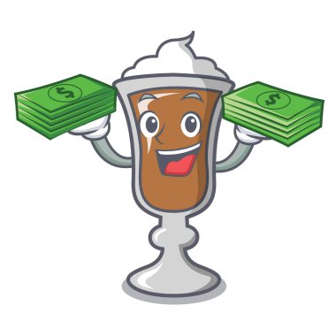 Para çantası İrlanda kahvesi maskot karikatür ile