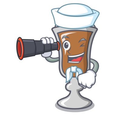 Denizci dürbün İrlanda kahvesi maskot karikatür ile