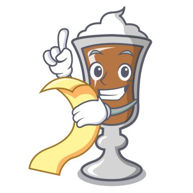 Menü İrlanda kahvesi maskot karikatür ile