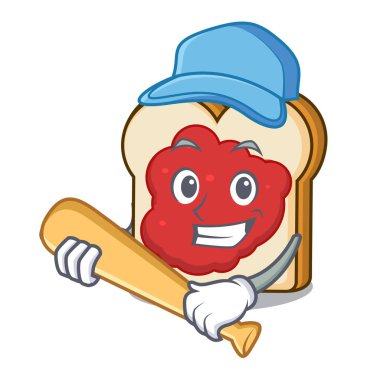 Ekmek reçel karakter karikatür ile beyzbol oynayan