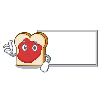 Başparmak yukarıya reçel karakter karikatür ile Yönetim Kurulu ekmek ile