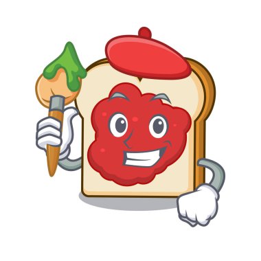 Sanatçı ekmek reçel karakter karikatür vektör çizim ile