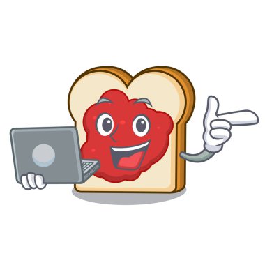 Dizüstü ekmeğine reçel karakter karikatür ile