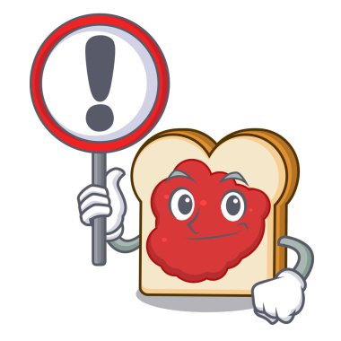 İşareti ekmeğine reçel karakter karikatür ile