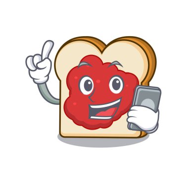 Telefon ekmeğine reçel karakter karikatür ile