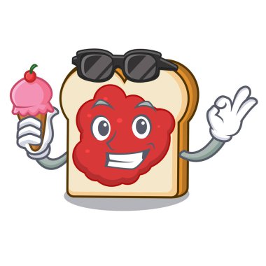 Dondurma ekmeğine reçel karakter karikatür ile