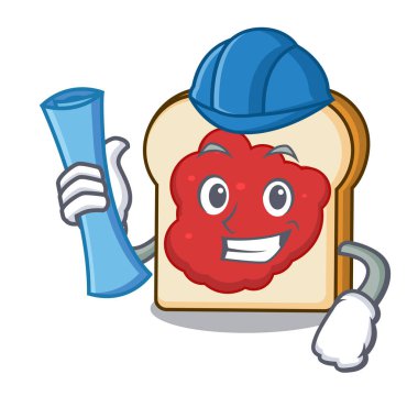 Mimar ekmek reçel karakter karikatür ile