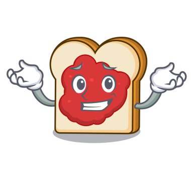 Reçel karakter karikatür ile sırıtan ekmek