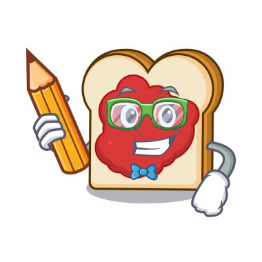 Öğrenci ekmek reçel karakter karikatür ile