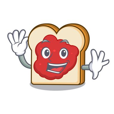 Ekmek reçel karakter karikatür ile sallayarak